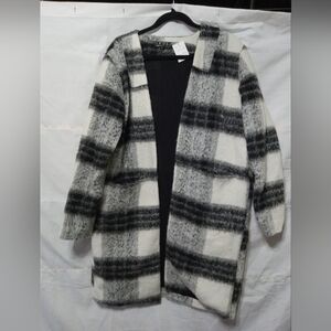 POL Black and White Plaid Cardigan